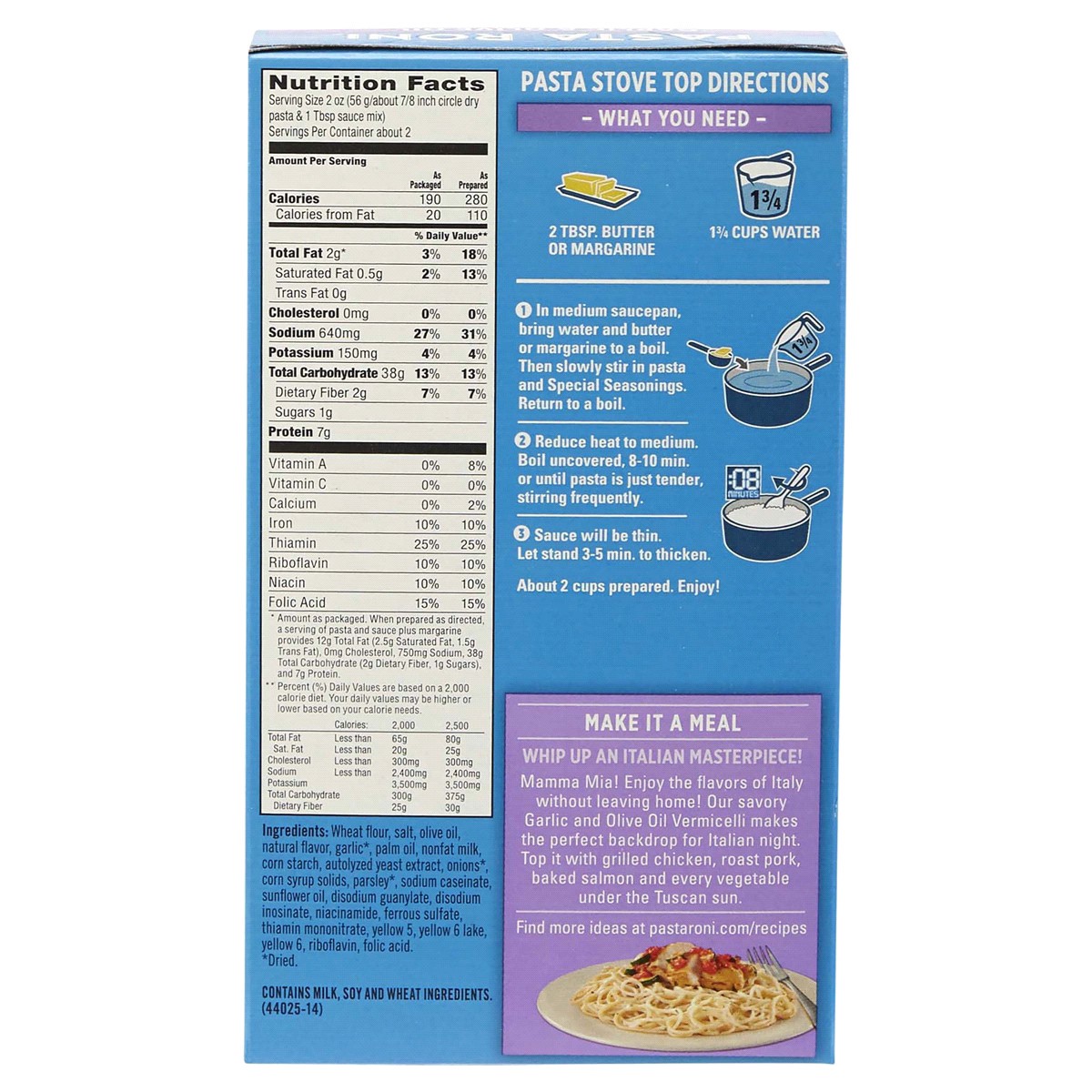 slide 2 of 2, Pasta Roni Vermicelli, Garlic & Olive Oil, 4.6 oz