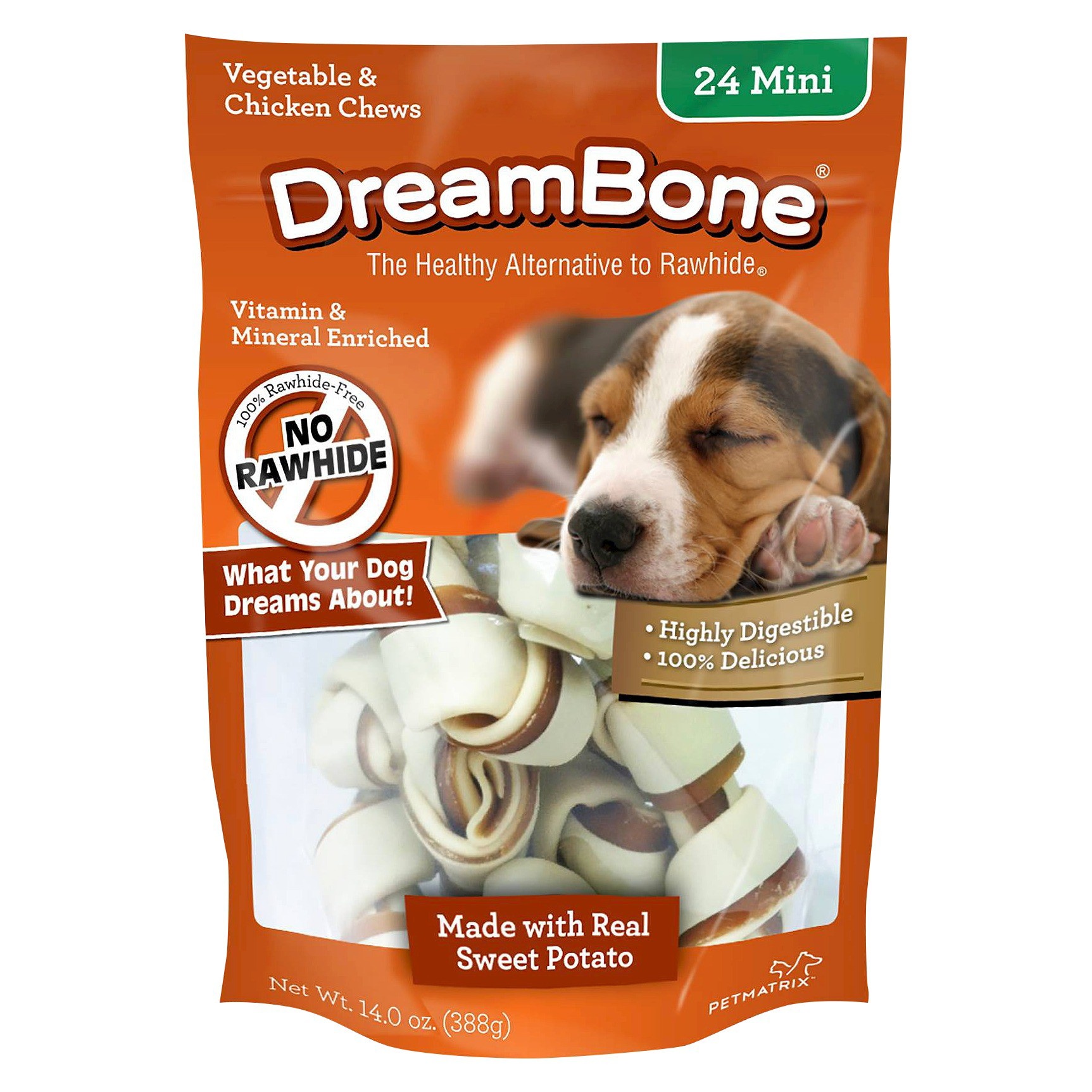 slide 1 of 3, DreamBone Mini Vegetable and Chicken Chew with Real Sweet Potato Dog Treats, 24 ct