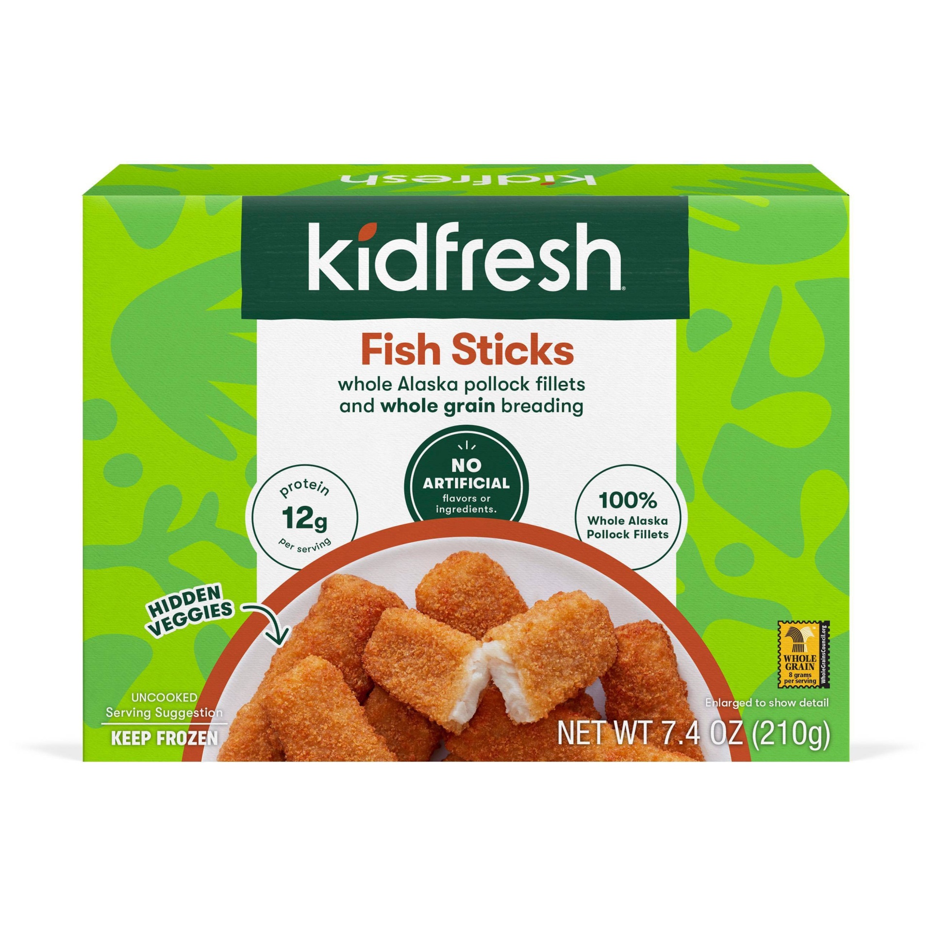 slide 1 of 3, Kidfresh Fun-tastic Frozen Fish Sticks, 7.4 oz