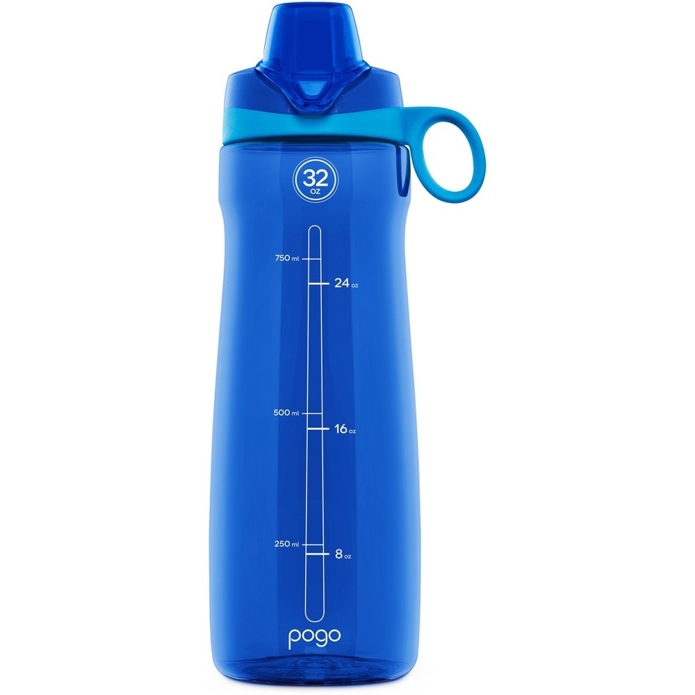slide 2 of 5, Pogo Tritan Plastic Water Bottle, Chug Lid - Gray/Blue, 2 ct; 32 oz