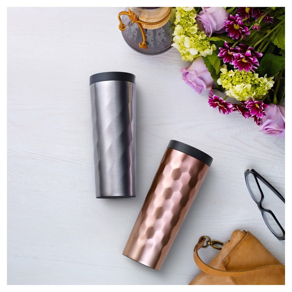 ELLO BRAND 18 OZ INSULATED TALL TRAVEL TUMBLER ROSE GOLD WITH
