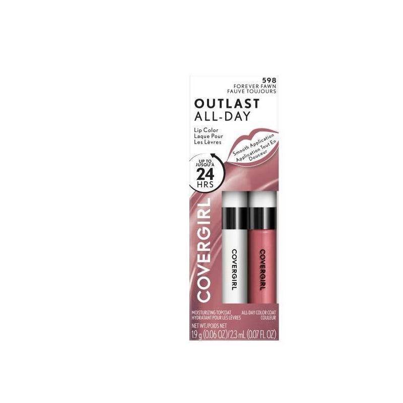 slide 5 of 8, COVERGIRL Outlast All-Day Lip Color with Topcoat - Forever Fawn 598 - 0.13oz, 0.13 oz