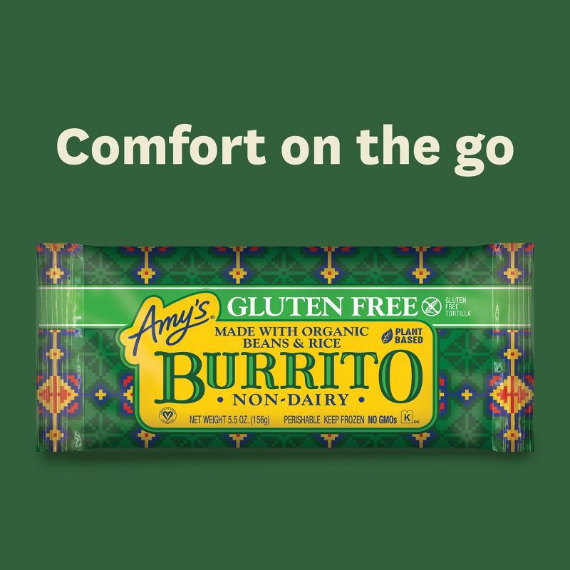 slide 9 of 9, Amy's Vegan Gluten Free Non-Dairy Bean & Rice Frozen Burrito - 5.5oz, 5.5 oz