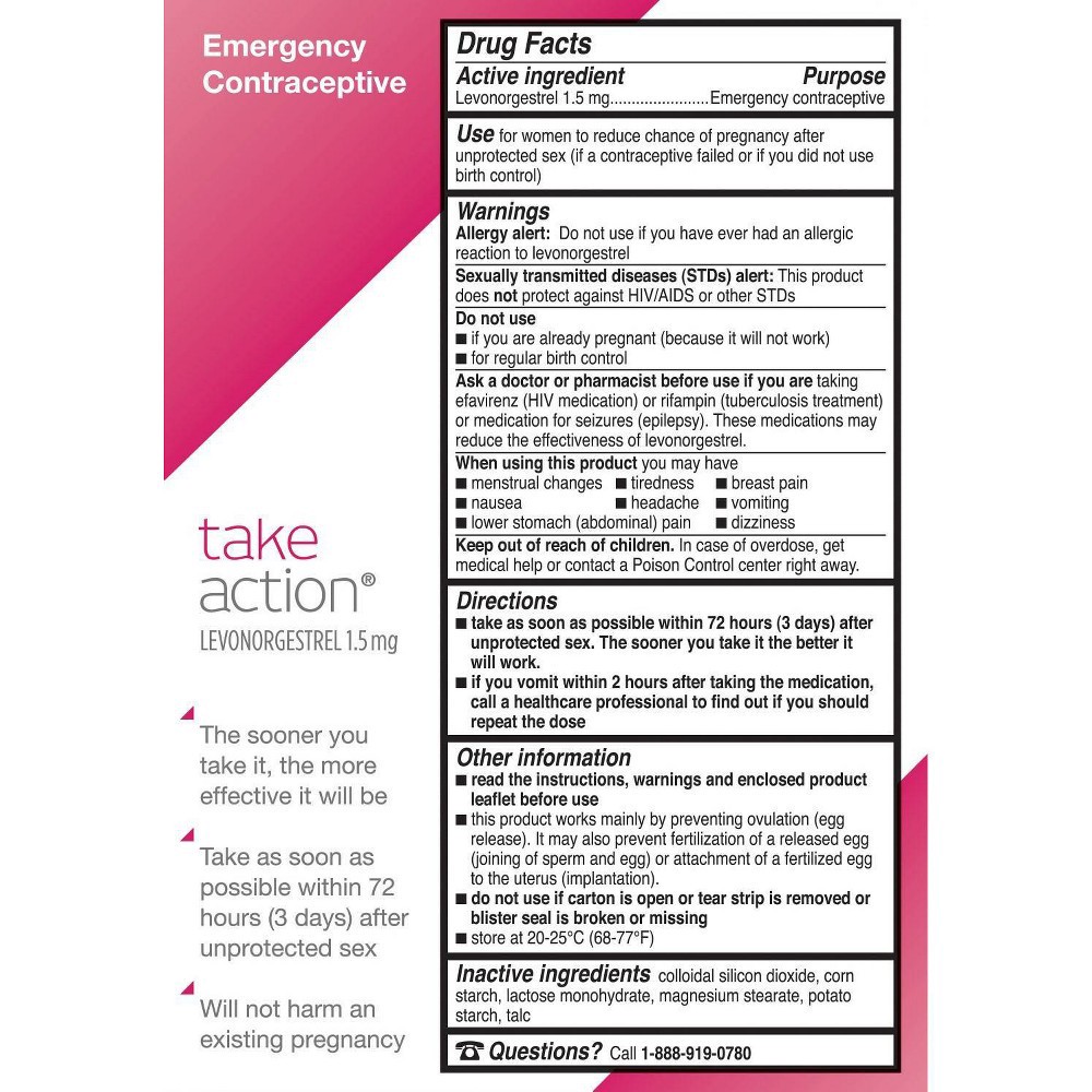 slide 2 of 3, Take Action Emergency Contraceptive, 1 ct