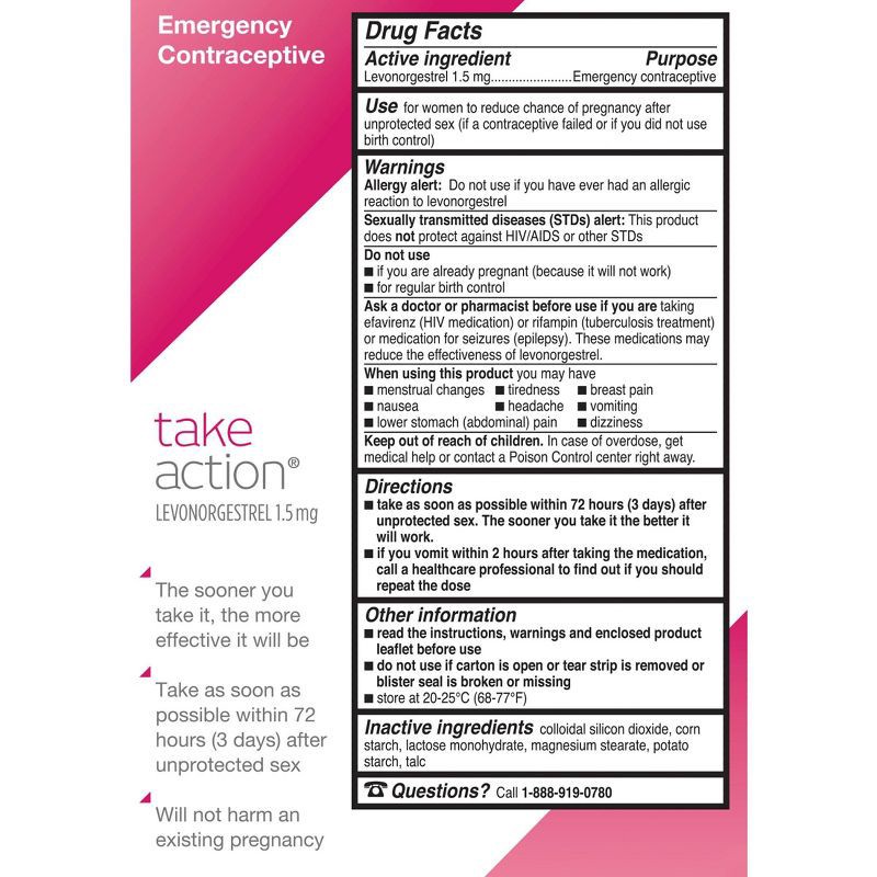 slide 3 of 3, Take Action Emergency Contraceptive, 1 ct