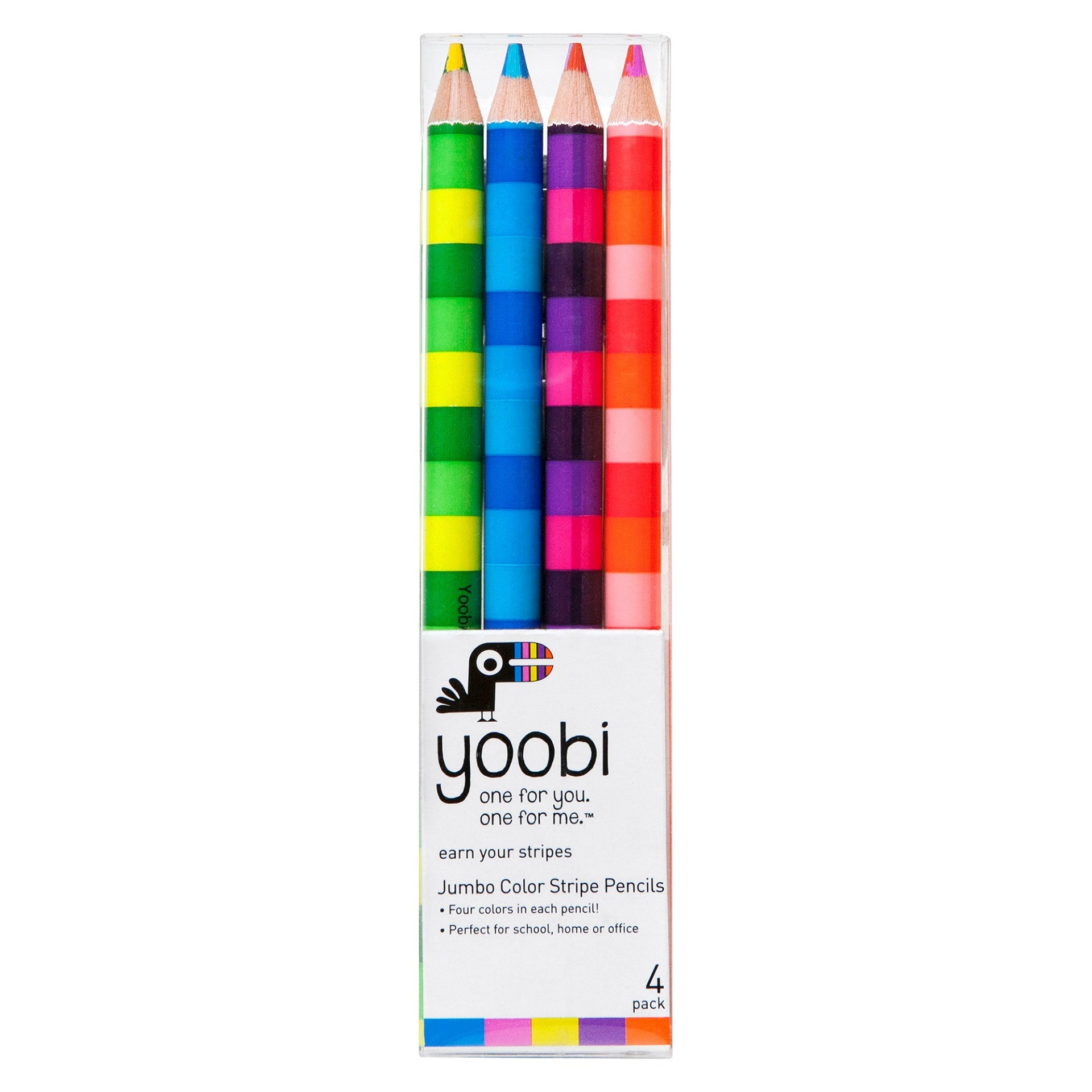 slide 1 of 2, Yoobi Jumbo Color Stripe Colored Pencils - Multicolor, 4 ct