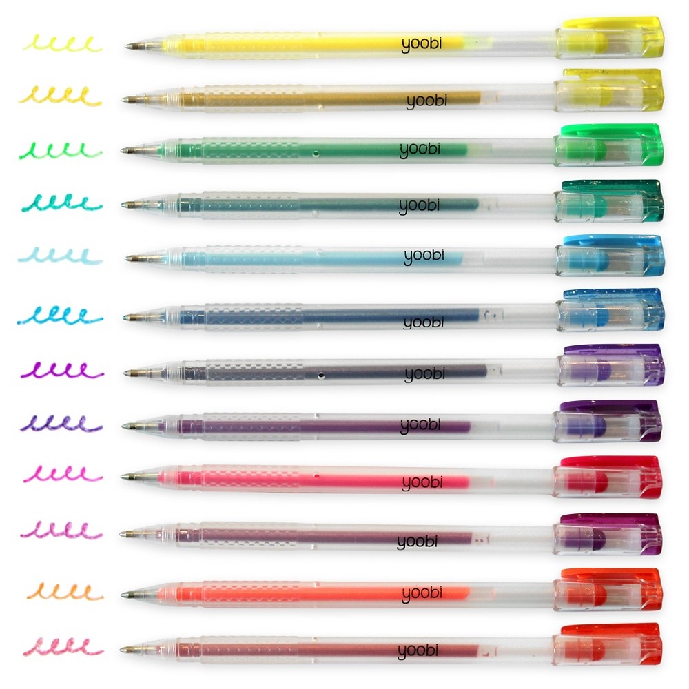 slide 2 of 3, Yoobi Color & Glitter Color Gel Pens - Multicolor, 12 ct