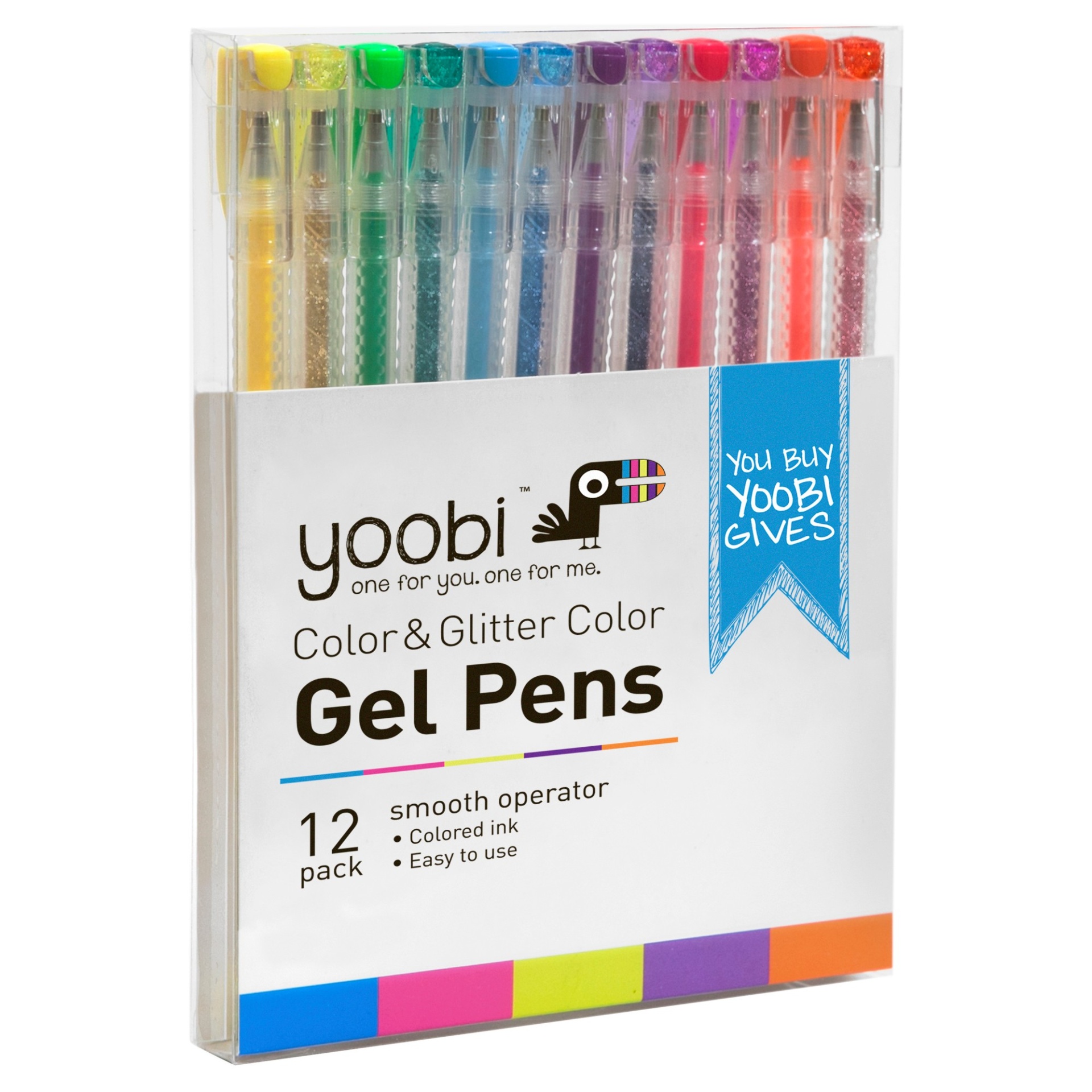 Yoobi Color & Glitter Color Gel Pens - Multicolor 12 ct