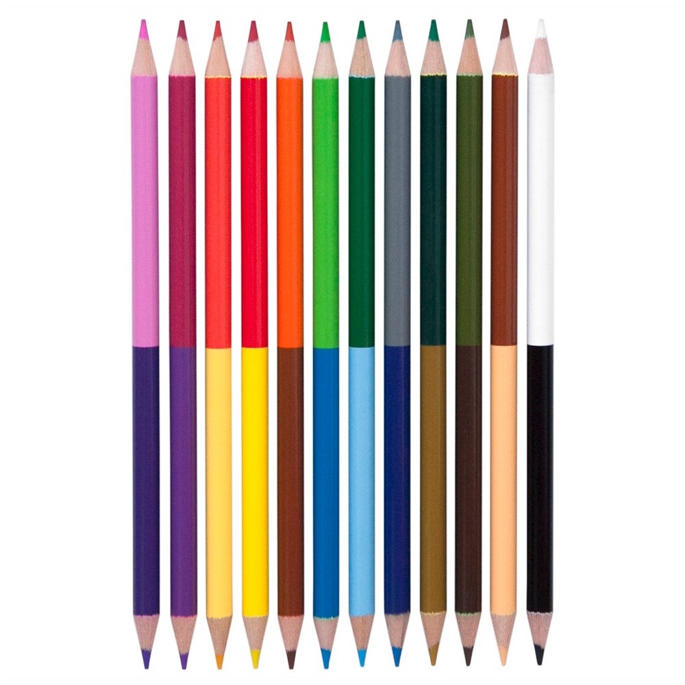 slide 2 of 2, Yoobi Double-Ended Colored Pencils - Multicolor, 12 ct