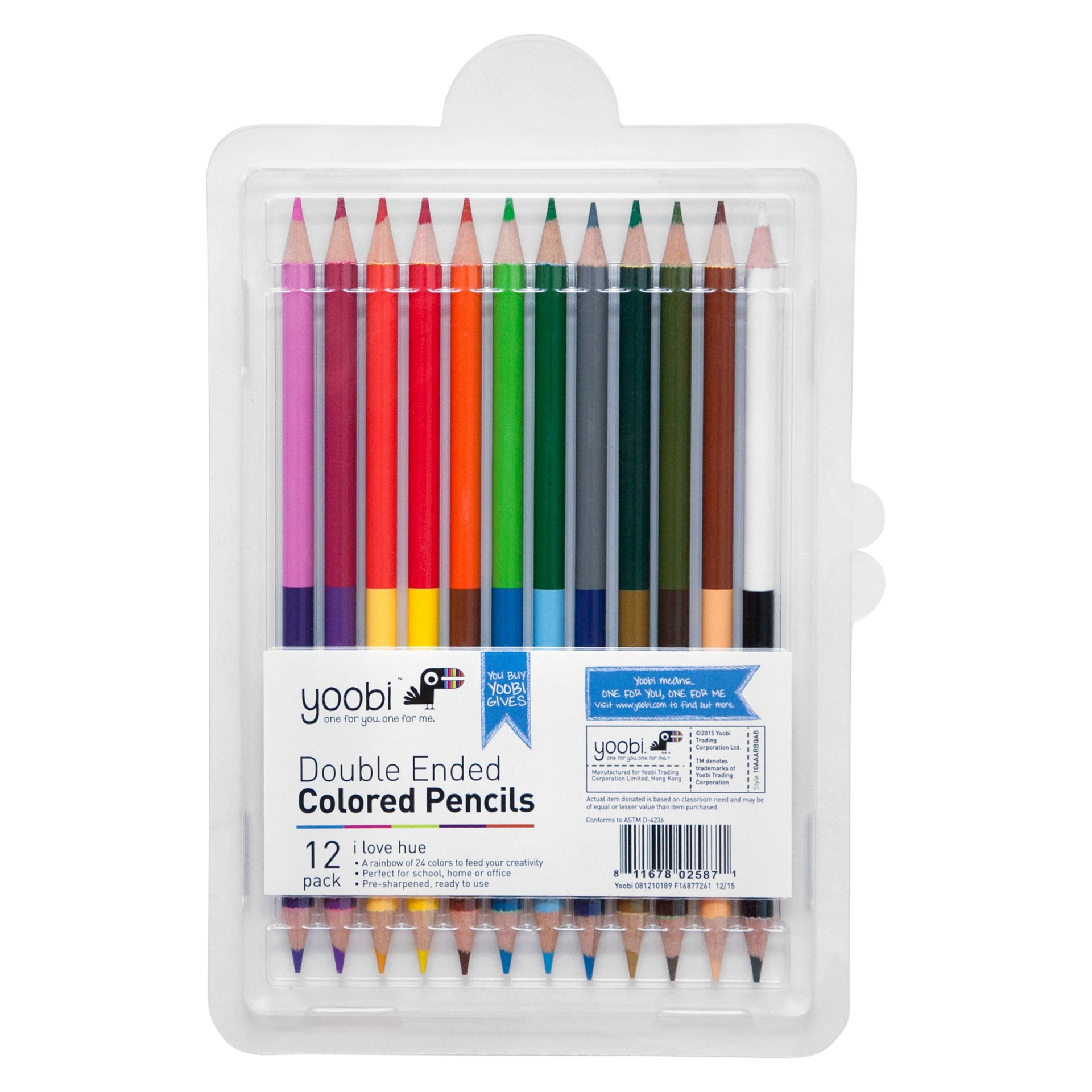 slide 1 of 2, Yoobi Double-Ended Colored Pencils - Multicolor, 12 ct
