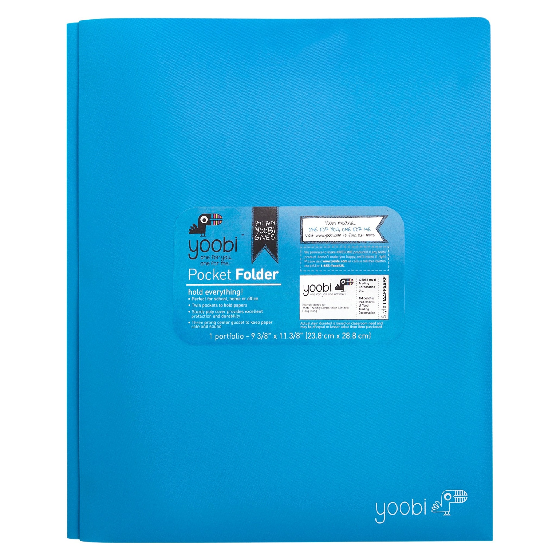slide 1 of 2, 2 Pocket Plastic Folder with Prong Fasteners Blue - Yoobi, 1 ct