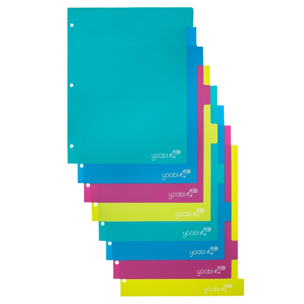 slide 2 of 2, Yoobi Index Plastic Dividers - Aqua/Multicolor, 8 ct