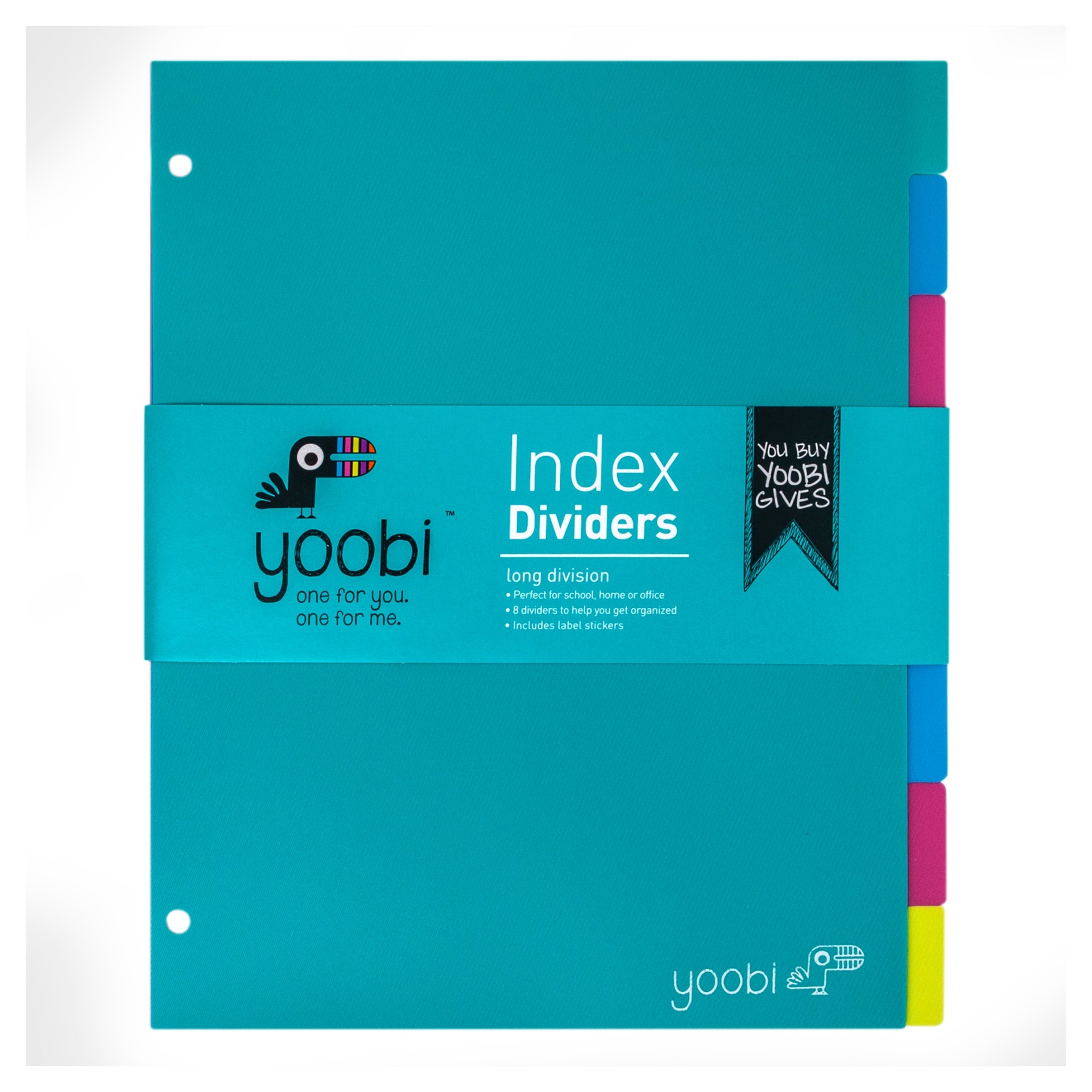 slide 1 of 2, Yoobi Index Plastic Dividers - Aqua/Multicolor, 8 ct