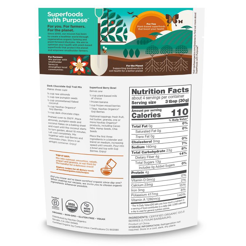 slide 2 of 6, Navitas Organics Vegan Goji Berries - 4oz, 4 oz