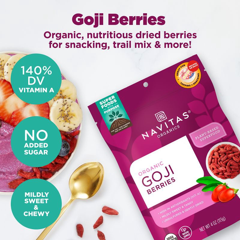 slide 4 of 6, Navitas Organics Vegan Goji Berries - 4oz, 4 oz