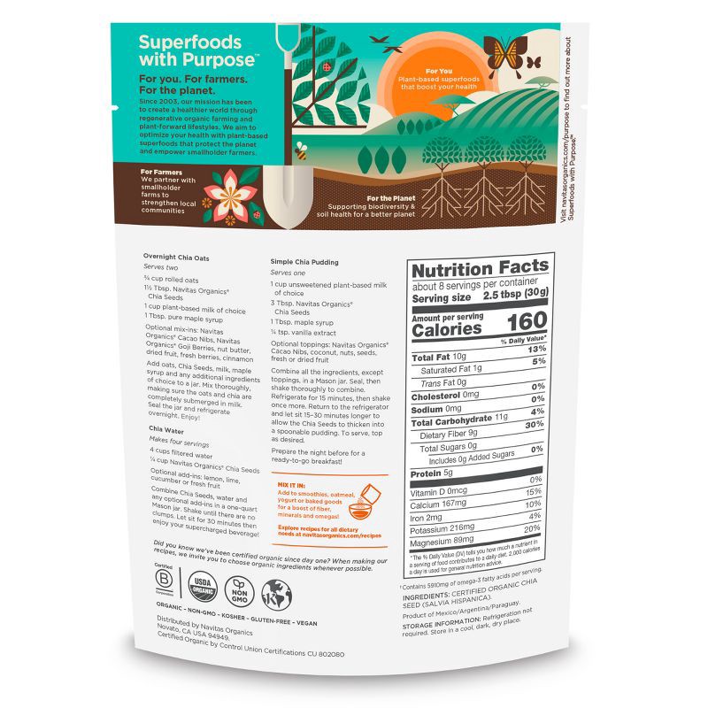 slide 4 of 6, Navitas Organics Vegan Chia Seeds - 8oz, 8 oz