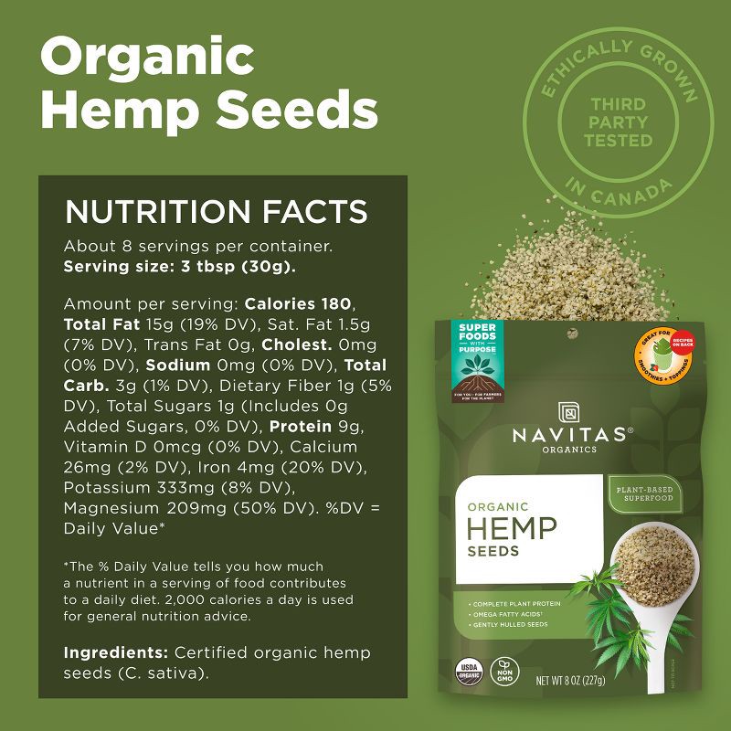 slide 3 of 6, Navitas Organics Hemp Seeds - 8oz, 8 oz