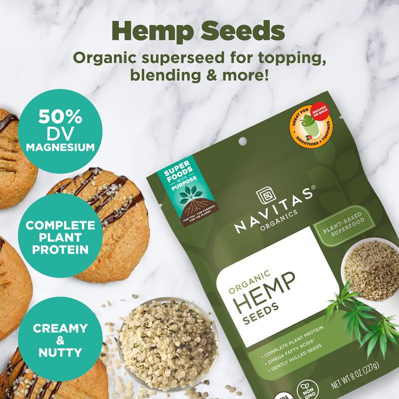 slide 4 of 6, Navitas Organics Hemp Seeds - 8oz, 8 oz