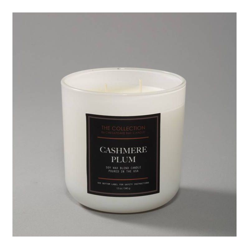 slide 2 of 5, 2-Wick White Glass Cashmere Plum Lidded Jar Candle 12oz - The Collection By Chesapeake Bay Candle, 12 oz