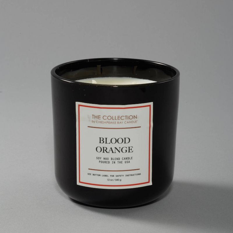 slide 5 of 5, 2-Wick Black Glass Blood Orange Lidded Jar Candle 12oz - The Collection by Chesapeake Bay Candle: Citrus & Honeyed Mango Aroma, 12 oz