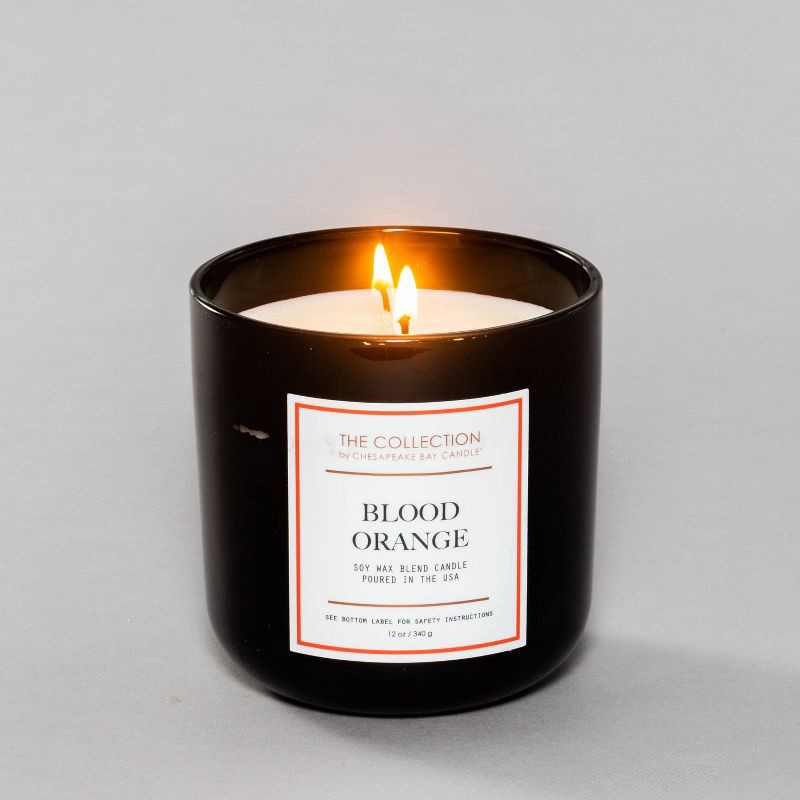 slide 1 of 5, 2-Wick Black Glass Blood Orange Lidded Jar Candle 12oz - The Collection by Chesapeake Bay Candle: Citrus & Honeyed Mango Aroma, 12 oz