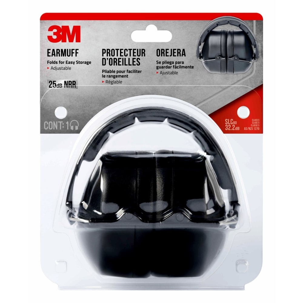 slide 1 of 1, 3M Folding Earmuff - Black, 1 ct