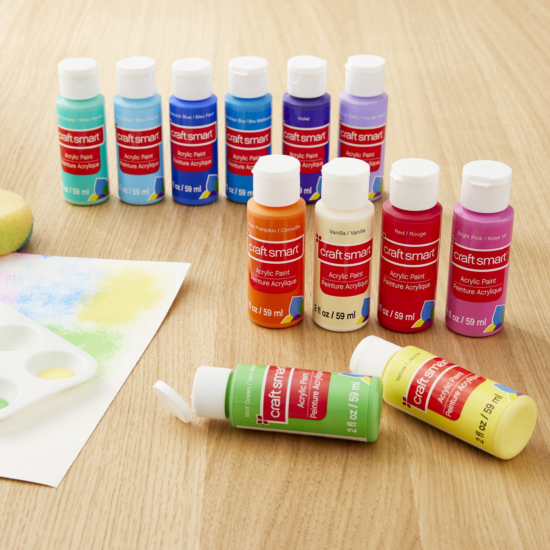 slide 6 of 6, 12 Color Bright Acrylic Paint Value Pack By Craft Smart, 2 fl oz