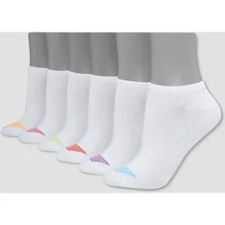 Hanes Premium Women's Cool Comfort Lightweight 6pk No Show Socks - White 5-9: Midweight Knit, Banded Cuff, Machine Washable