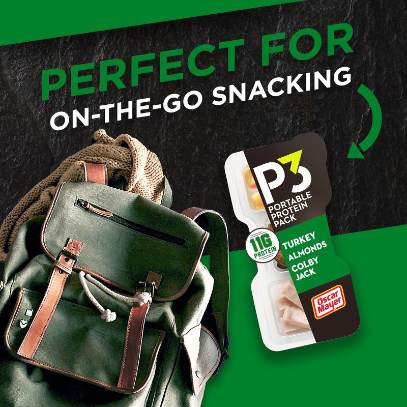 slide 5 of 10, P3 Portable Protein Pack P3 Portable Protein Snack Pack with Turkey, Almonds & Colby Jack Cheese - 2oz, 2 oz