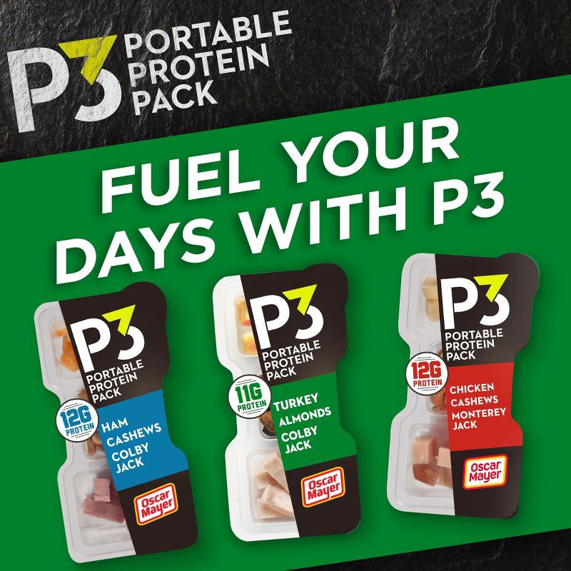 slide 7 of 10, P3 Portable Protein Pack P3 Portable Protein Snack Pack with Turkey, Almonds & Colby Jack Cheese - 2oz, 2 oz