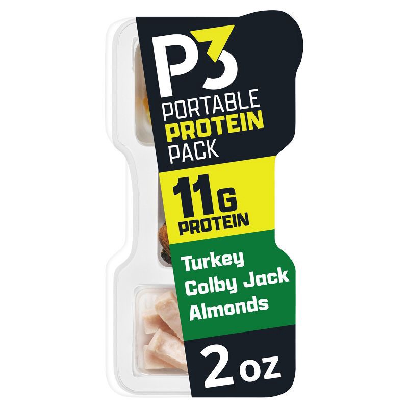 slide 1 of 9, Oscar Mayer P3 Portable Protein Snack Pack with Turkey, Almonds & Colby Jack Cheese - 2oz, 2 oz