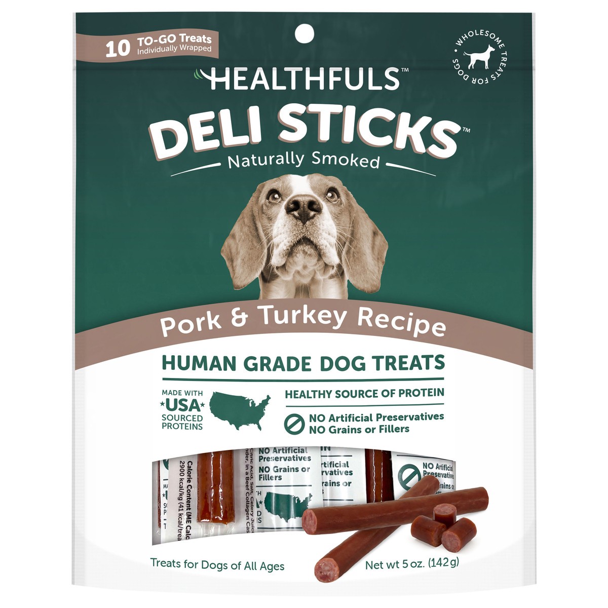 slide 1 of 15, Healthfuls Deli Sticks Human Grade Pork & Turkey Recipe Dog Treats 5 oz, 5 oz