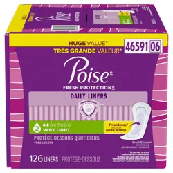 Poise Daily Liners, Incontinence Panty Liners, 2 Drop Very Light Absorbency, Regular Length, 126 Count of Pantiliners