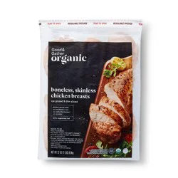 Organic Boneless & Skinless Chicken Breasts - Frozen - 2lbs - Good & Gather