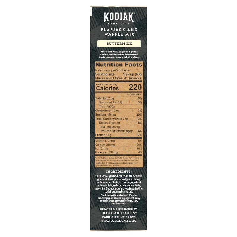 slide 5 of 10, Kodiak Cakes Kodiak Protein-Packed Flapjack & Waffle Mix Buttermilk - 20oz, 20 oz