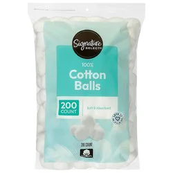 Signature Select/care Cotton Balls 100% Pure - 200 Count
