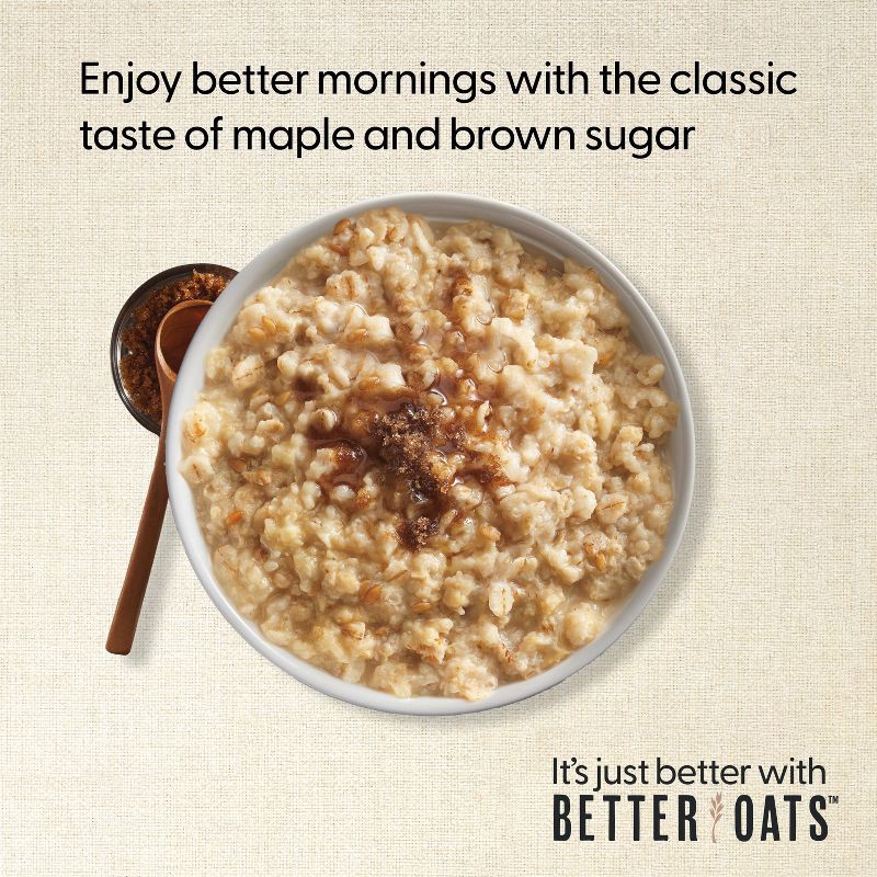 slide 5 of 9, Better Oats 100 Calories Maple & Brown Sugar Whole Grain Instant Oatmeal with Flax - 10ct, 10 ct