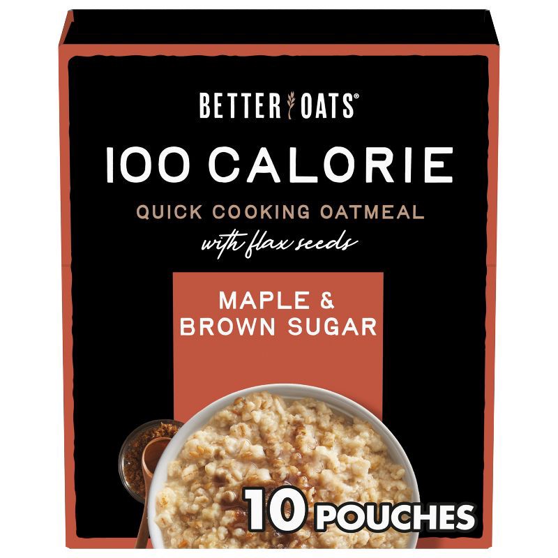 slide 1 of 11, Better Oats 100 Calories Maple & Brown Sugar Whole Grain Instant Oatmeal with Flax - 10ct, 10 ct