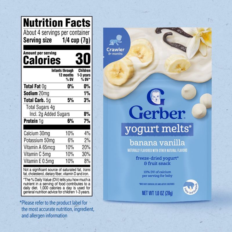 slide 8 of 9, Gerber Baby Food Banana Vanilla Yogurt Melts Baby Snack - 1oz, 1 oz