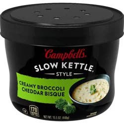 Campbell's Slow Kettle Style Creamy Broccoli Cheddar Bisque Soup Microwaveable Bowl - 15.5oz