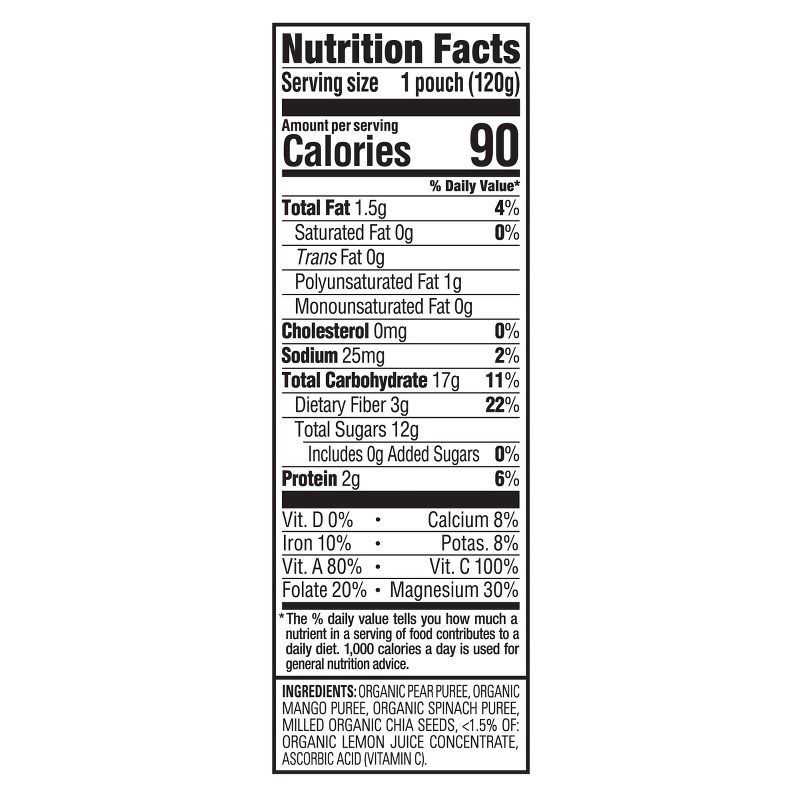 slide 5 of 5, Happy Family HappyTot Super Foods 4pk Organic Pears Mangos & Spinach with Super Chia - 16.88oz, 4 ct, 16.88 oz