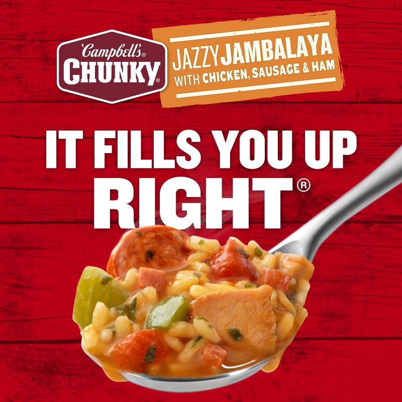 slide 9 of 14, Campbell's Chunky Jazzy Jambalaya with Chicken, Sausage & Ham Soup - 18.6oz, 18.6 oz