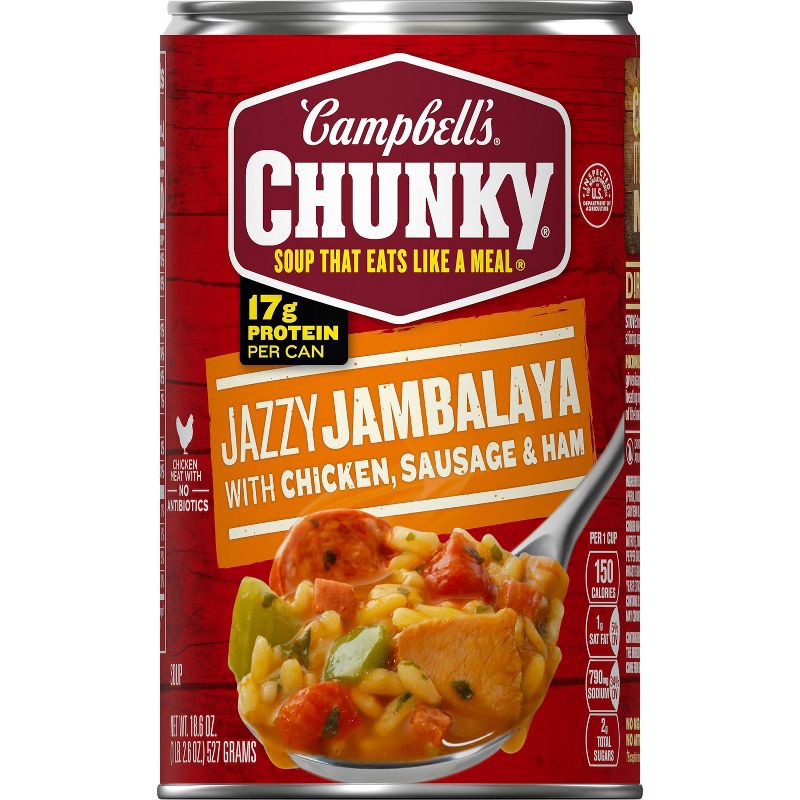 slide 11 of 14, Campbell's Chunky Jazzy Jambalaya with Chicken, Sausage & Ham Soup - 18.6oz, 18.6 oz