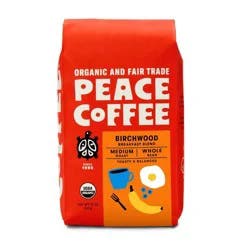 Peace Coffee Organic Fair Trade Birchwood Blend Medium Roast Whole Bean Coffee - 12oz