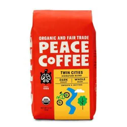 Peace Coffee Organic Fair Trade Twin Cities Blend Dark Roast Whole Bean Coffee - 12oz