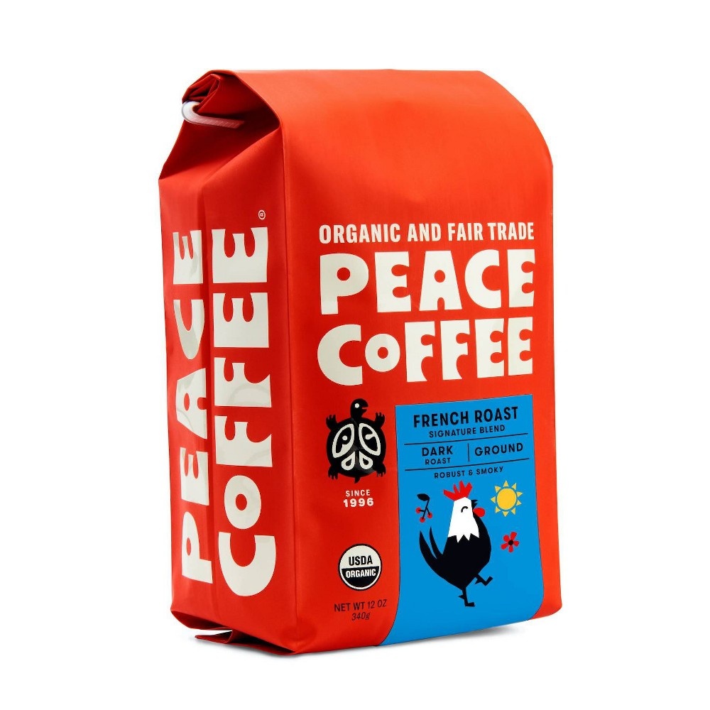 slide 2 of 5, Peace Coffee Organic Fair Trade French Roast Dark Roast Ground Coffee - 12oz, 12 oz