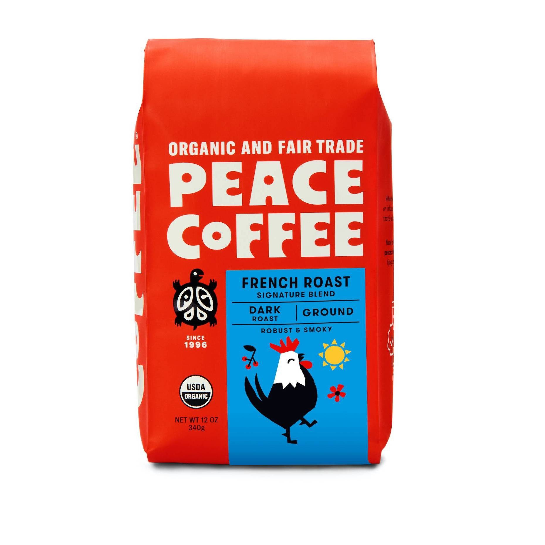 slide 1 of 5, Peace Coffee Organic Fair Trade French Roast Dark Roast Ground Coffee - 12oz, 12 oz