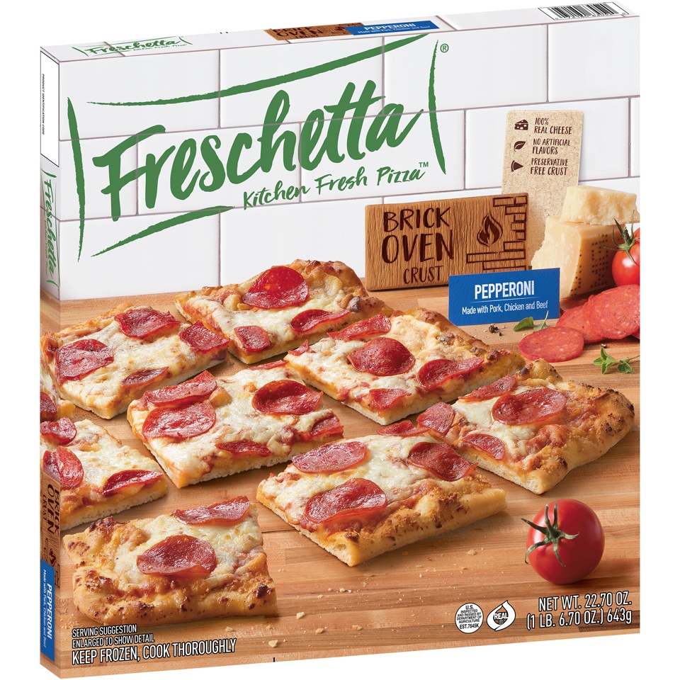 slide 2 of 9, Freschetta Brick Oven Pepperoni & Italian Style Cheese Pizza, 21.75 oz