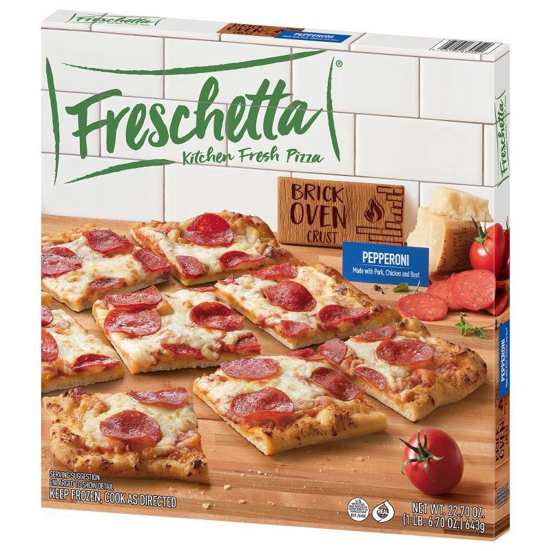 slide 2 of 8, Freschetta Brick Oven Pepperoni & Italian Style Cheese Pizza, 21.75 oz