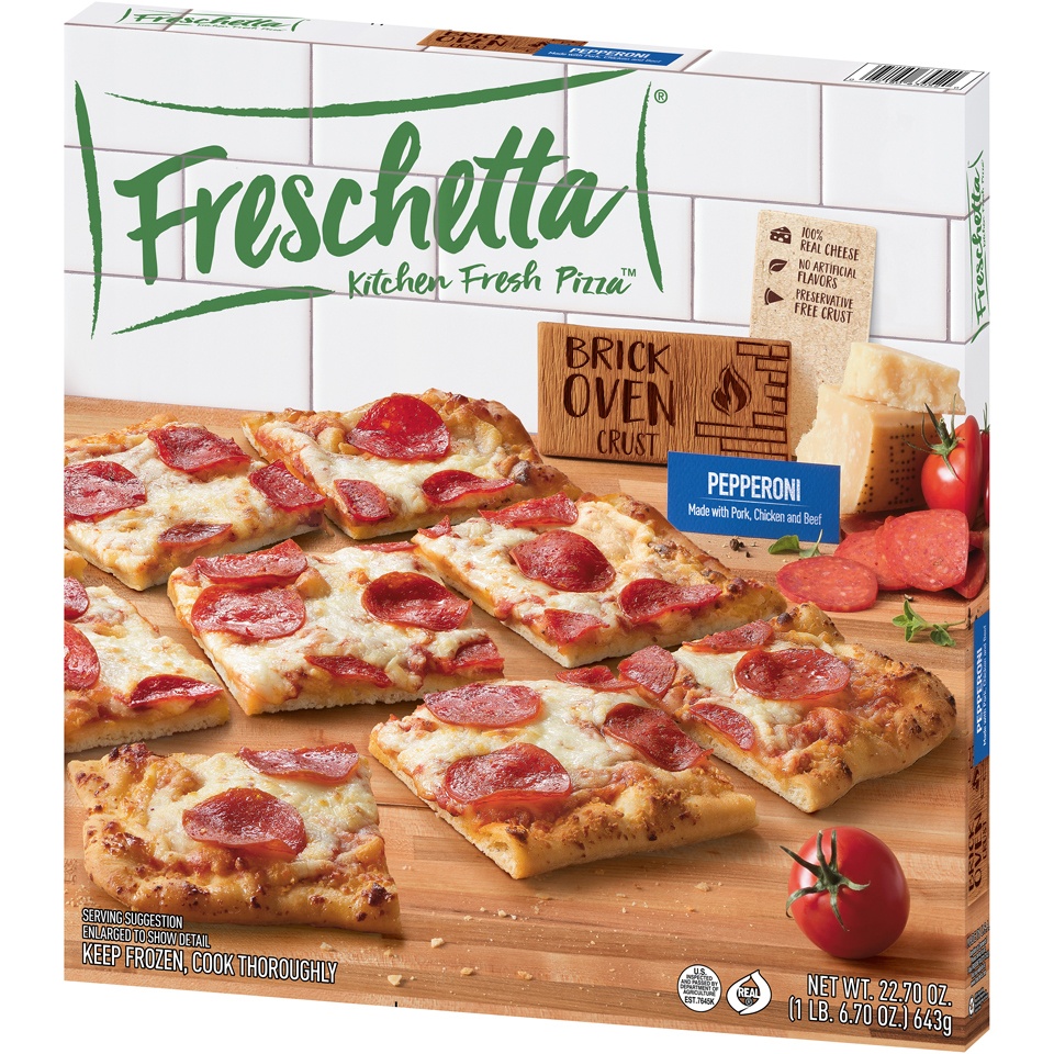 slide 3 of 9, Freschetta Brick Oven Pepperoni & Italian Style Cheese Pizza, 21.75 oz